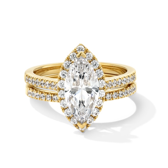 2 CT. T.w. Marquise-Cut Certified Lab-Grown Diamond Frame Bridal Set in 14K Gold (F/Vs2)