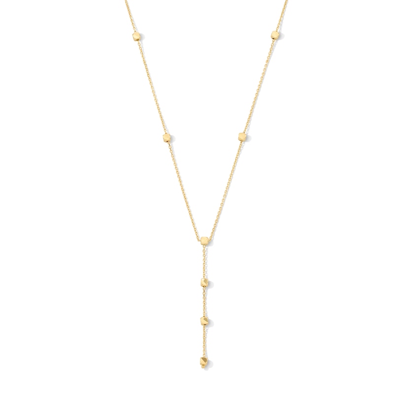 Main Image 1 of Cube Station “Y” Necklace in Solid 10K Gold - 20”