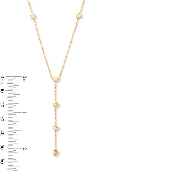 Cube Station âYâ Necklace in Solid 10K Gold - 20â