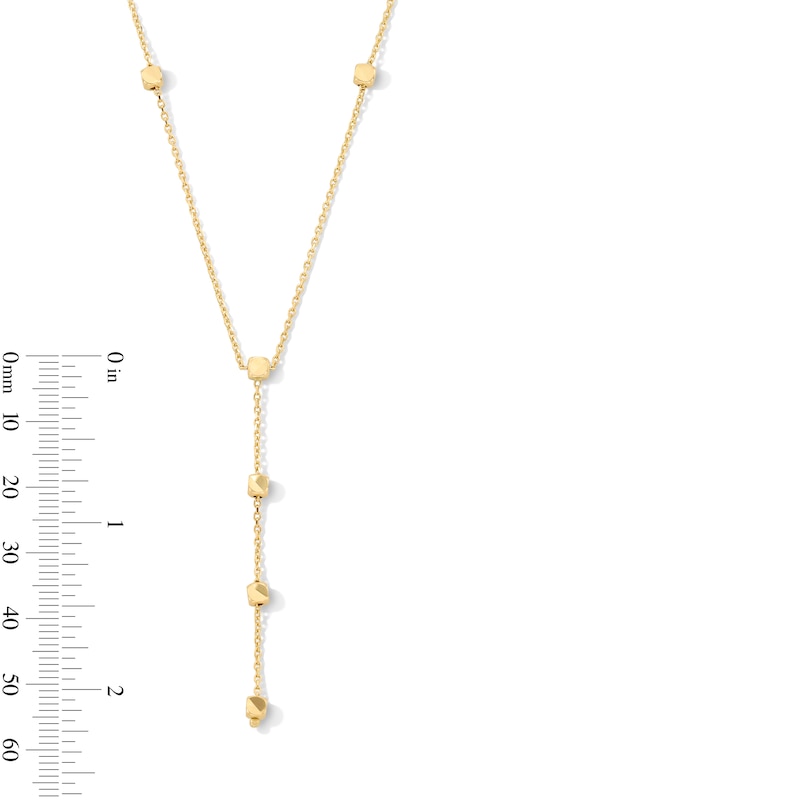 Main Image 2 of Cube Station “Y” Necklace in Solid 10K Gold - 20”