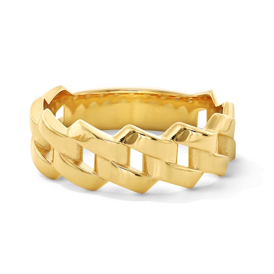 7.3mm Curb Chain Link Band in Solid 10K Gold