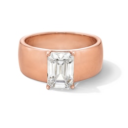 2 CT. Emerald-Cut Certified Lab-Grown Diamond Solitaire Thick Shank Engagement Ring in 14K Rose Gold (F/VS2)