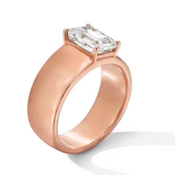 2 CT. Emerald-Cut Certified Lab-Grown Diamond Solitaire Thick Shank Engagement Ring in 14K Rose Gold (F/Vs2)