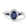 Thumbnail Image 1 of Vera Wang Love Collection Oval Blue Sapphire and 1/4 CT. T.W. Diamond Frame Collar Engagement Ring in 14K White Gold