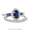 Thumbnail Image 3 of Vera Wang Love Collection Oval Blue Sapphire and 1/4 CT. T.W. Diamond Frame Collar Engagement Ring in 14K White Gold