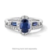 Thumbnail Image 4 of Vera Wang Love Collection Oval Blue Sapphire and 1/4 CT. T.W. Diamond Frame Collar Engagement Ring in 14K White Gold