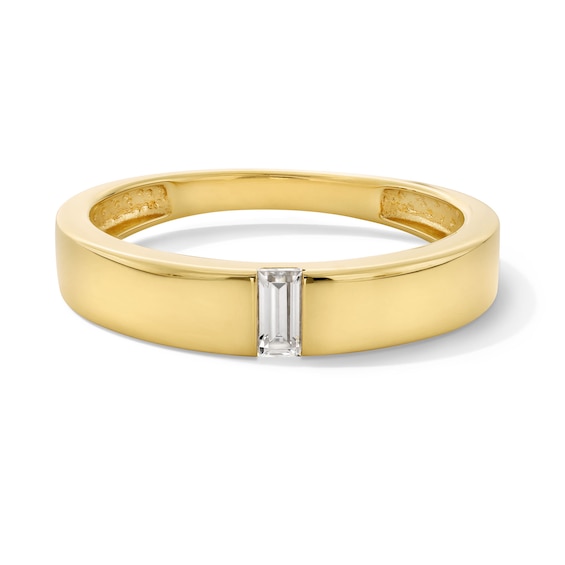 1/10 CT. Baguette-Cut Diamond Solitaire Band in 14K Gold