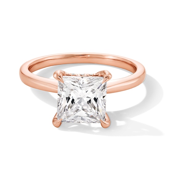 2-1/2 CT. T.w. Princess-Cut Certified Lab-Grown Diamond Solitaire Hidden Halo Engagement Ring in 14K Rose Gold (F/Vs2)