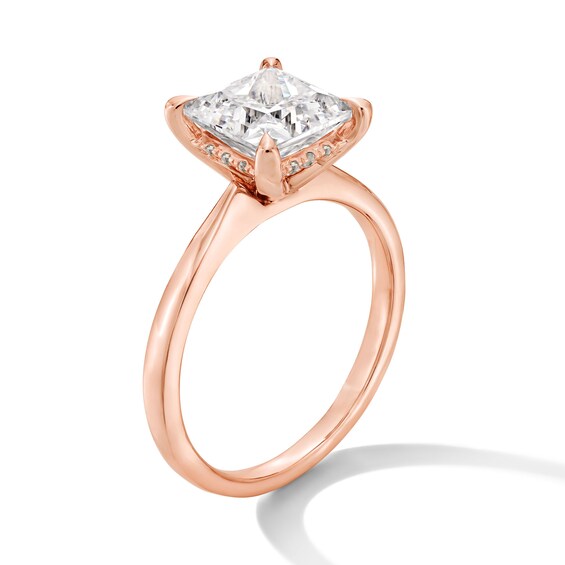 2-1/2 CT. T.w. Princess-Cut Certified Lab-Grown Diamond Solitaire Hidden Halo Engagement Ring in 14K Rose Gold (F/Vs2)
