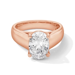3 CT. Oval Certified Lab-Grown Diamond Solitaire Thick Shank Engagement Ring in 14K Rose Gold (F/VS2)