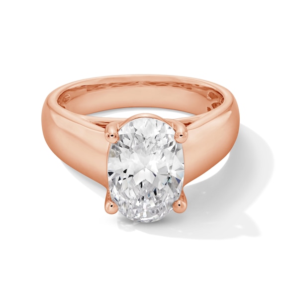 3 CT. Oval Certified Lab-Grown Diamond Solitaire Thick Shank Engagement Ring in 14K Rose Gold (F/Vs2)
