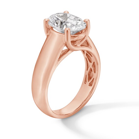 3 CT. Oval Certified Lab-Grown Diamond Solitaire Thick Shank Engagement Ring in 14K Rose Gold (F/Vs2)
