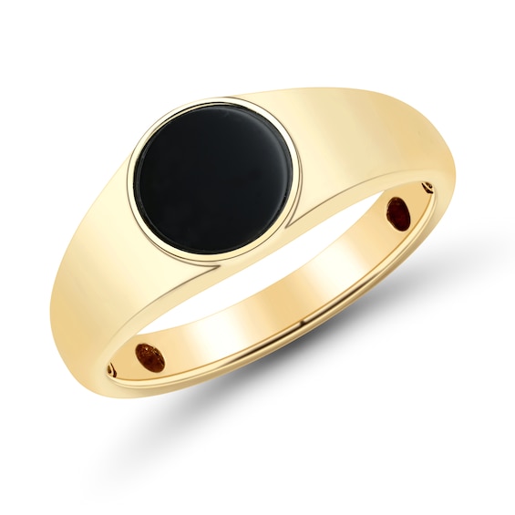 8.0mm Onyx Solitaire Signet Ring in 10K Gold