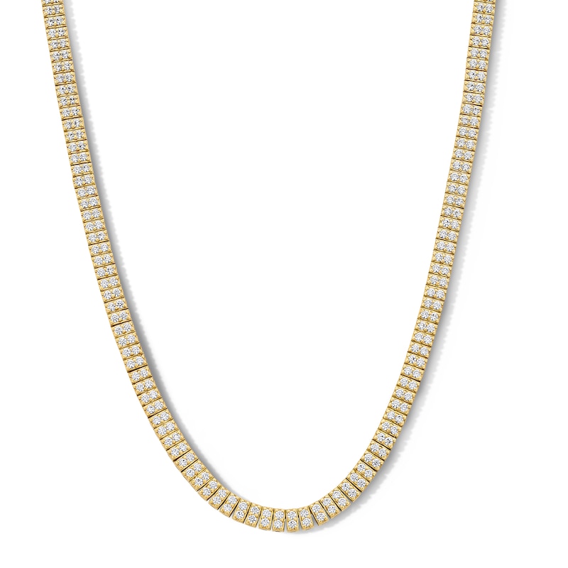 Main Image 1 of 9-1/4 CT. T.W. Certified Lab-Grown Diamond Double Row Tennis Necklace in 10K Gold (F/VS2) - 20"