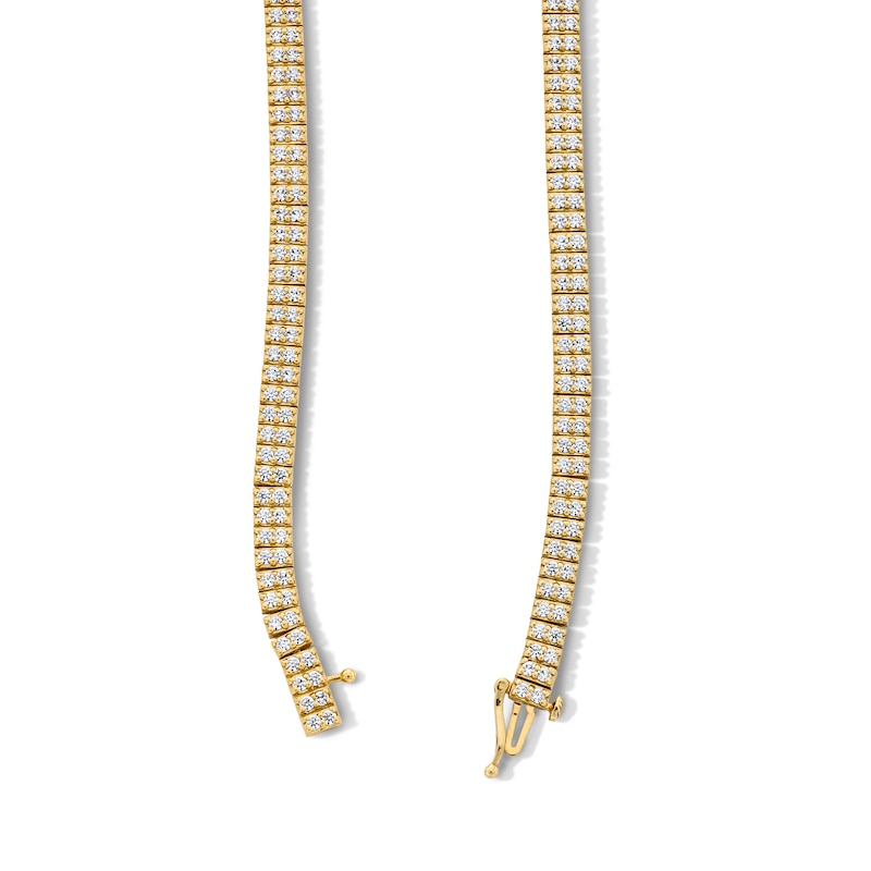 Main Image 2 of 9-1/4 CT. T.W. Certified Lab-Grown Diamond Double Row Tennis Necklace in 10K Gold (F/VS2) - 20"