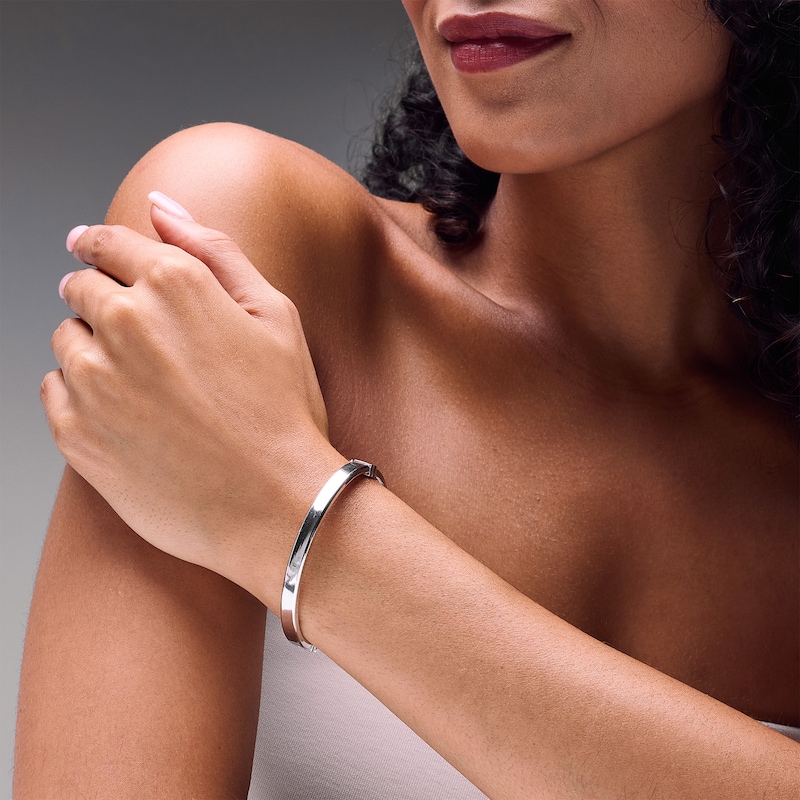 Main Image 2 of 6.0mm Square Flat Bangle in Hollow Sterling Silver