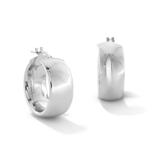 21.0mm Flat Square Tube Hoop Earrings in Hollow Sterling Silver