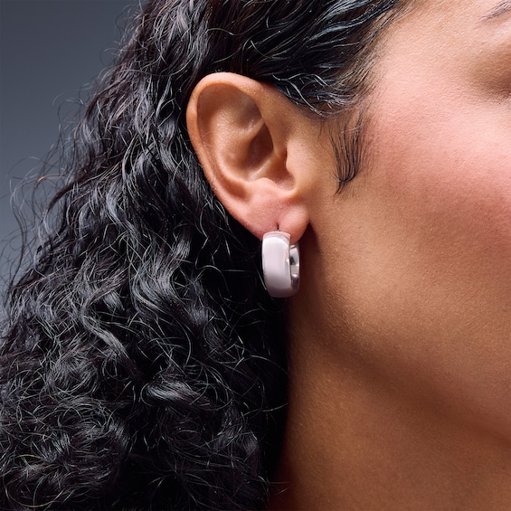 21.0mm Flat Square Tube Hoop Earrings in Hollow Sterling Silver