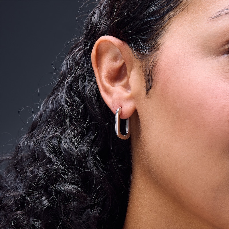 Main Image 2 of 22.0mm Flat Paper Clip Link Hoop Earrings in Solid Sterling Silver