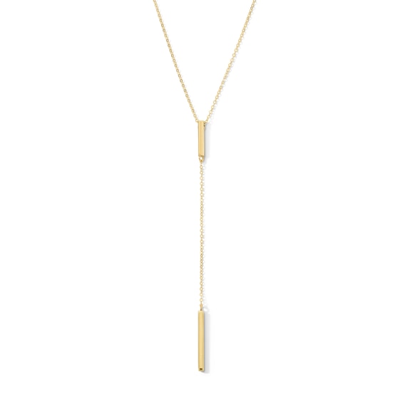 Vertical Bar Drop "Y" Necklace in Solid 10K Gold