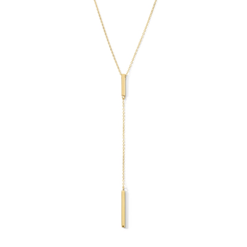 Main Image 1 of Vertical Bar Drop "Y" Necklace in Solid 10K Gold