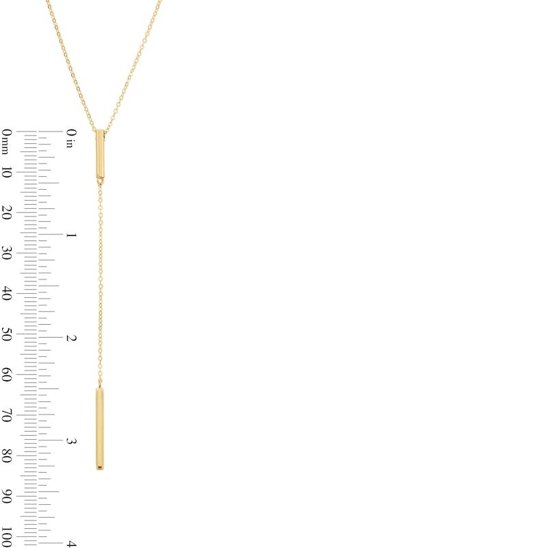 Main Image 4 of Vertical Bar Drop "Y" Necklace in Solid 10K Gold