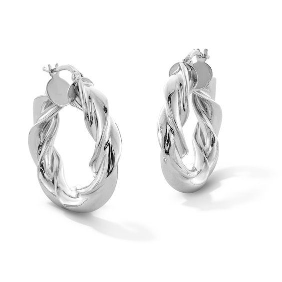 27.0mm Twist Hoop Earrings in Hollow Sterling Silver