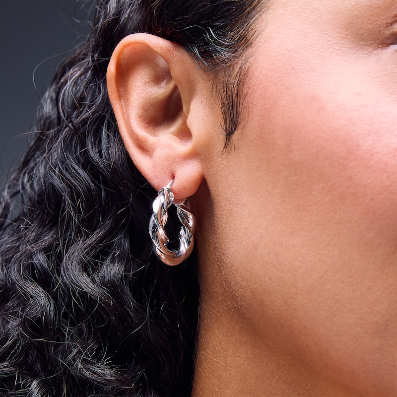 Main Image 2 of 27.0mm Twist Hoop Earrings in Hollow Sterling Silver