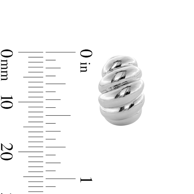 Main Image 2 of Mini Croissant J-Hoop Earrings in Solid Sterling Silver