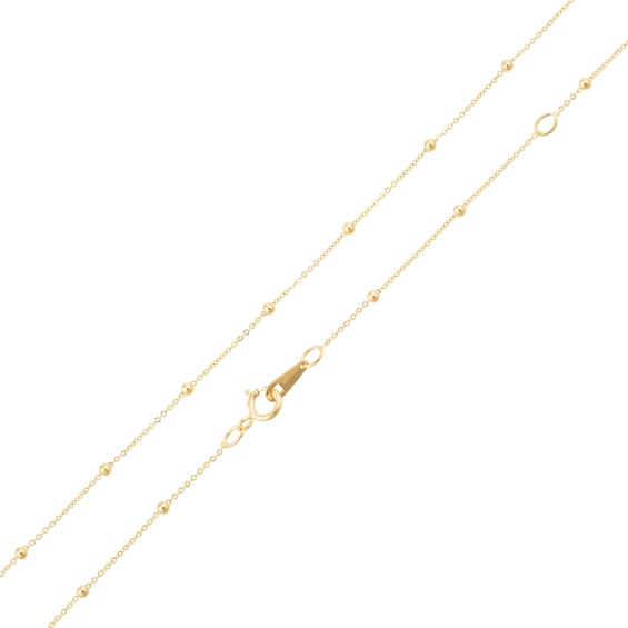 1.8mm Bead Station Chain Necklace in Solid 14K Gold