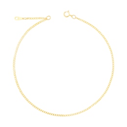 1.6mm Diamond-Cut Curb Chain Anklet in Solid 14K Gold - 10"