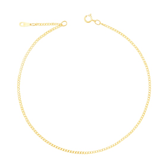 1.6mm Diamond-Cut Curb Chain Anklet in Solid 14K Gold - 10"