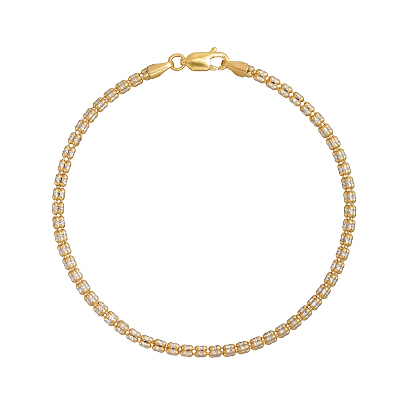 Main Image 1 of 3.5mm Diamond-Cut Ice Bead Chain Bracelet in Solid 10K Two-Tone Gold - 7.5"