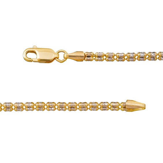 3.5mm Diamond-Cut Ice Bead Chain Bracelet in Solid 10K Two-Tone Gold - 7.5"
