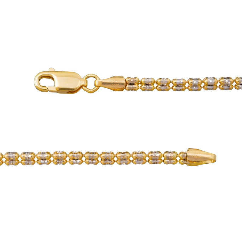 Main Image 2 of 3.5mm Diamond-Cut Ice Bead Chain Bracelet in Solid 10K Two-Tone Gold - 7.5"
