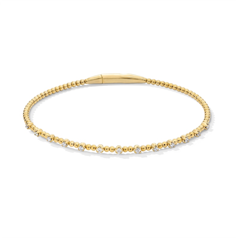 Main Image 1 of 1/4 CT. T.W. Certified Lab-Grown Diamond Station Flex Bangle in Sterling Silver with 24K Gold Plate (F/VS2)