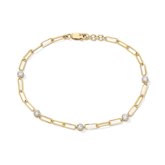 1/2 CT. T.w. Certified Lab-Grown Diamond Station Paper Clip Chain Bracelet in 10K Gold (F/Vs2)