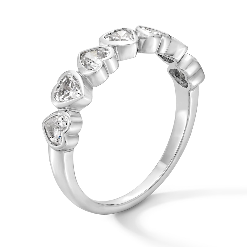 Main Image 2 of 1 CT. T.W. Heart-Shaped Certified Lab-Grown Diamond Seven Stone Alternating Band in 14K White Gold (F/VS2)
