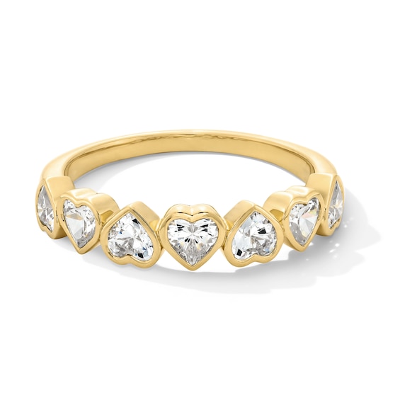 1 CT. T.w. Heart-Shaped Certified Lab-Grown Diamond Seven Stone Alternating Band in 14K Gold (F/Vs2)