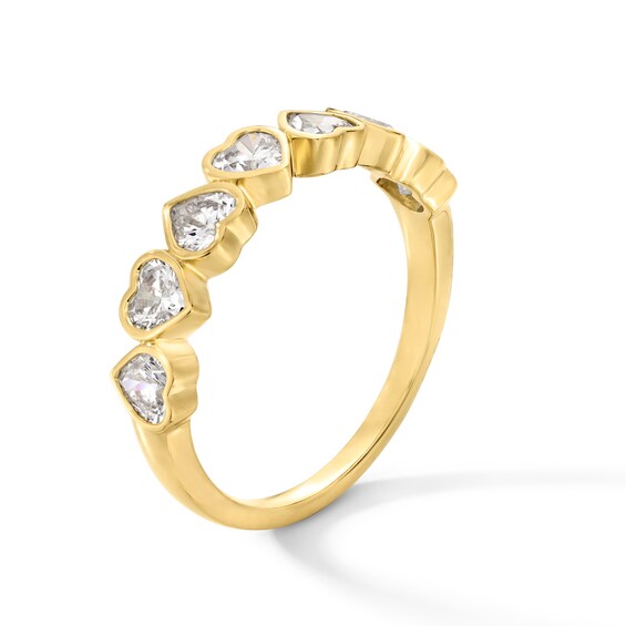 1 CT. T.w. Heart-Shaped Certified Lab-Grown Diamond Seven Stone Alternating Band in 14K Gold (F/Vs2)