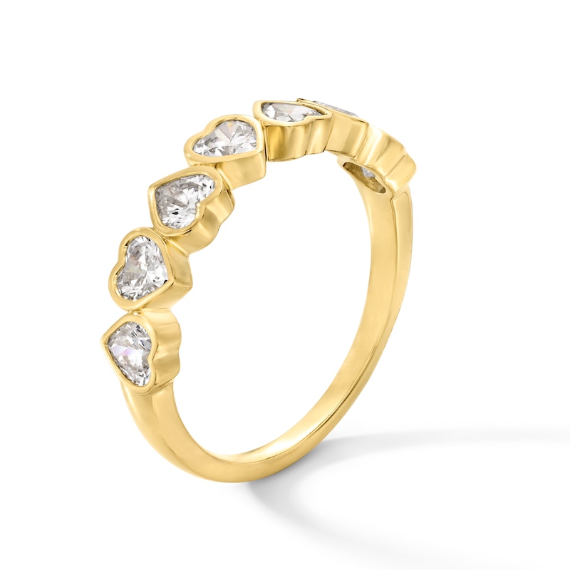 Main Image 2 of 1 CT. T.W. Heart-Shaped Certified Lab-Grown Diamond Seven Stone Alternating Band in 14K Gold (F/VS2)