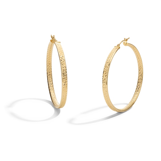 42.8mm Diamond-Cut Hoop Earrings in Hollow 10K Gold