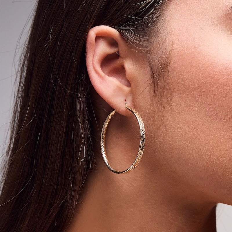 Main Image 2 of 42.8mm Diamond-Cut Hoop Earrings in Hollow 10K Gold