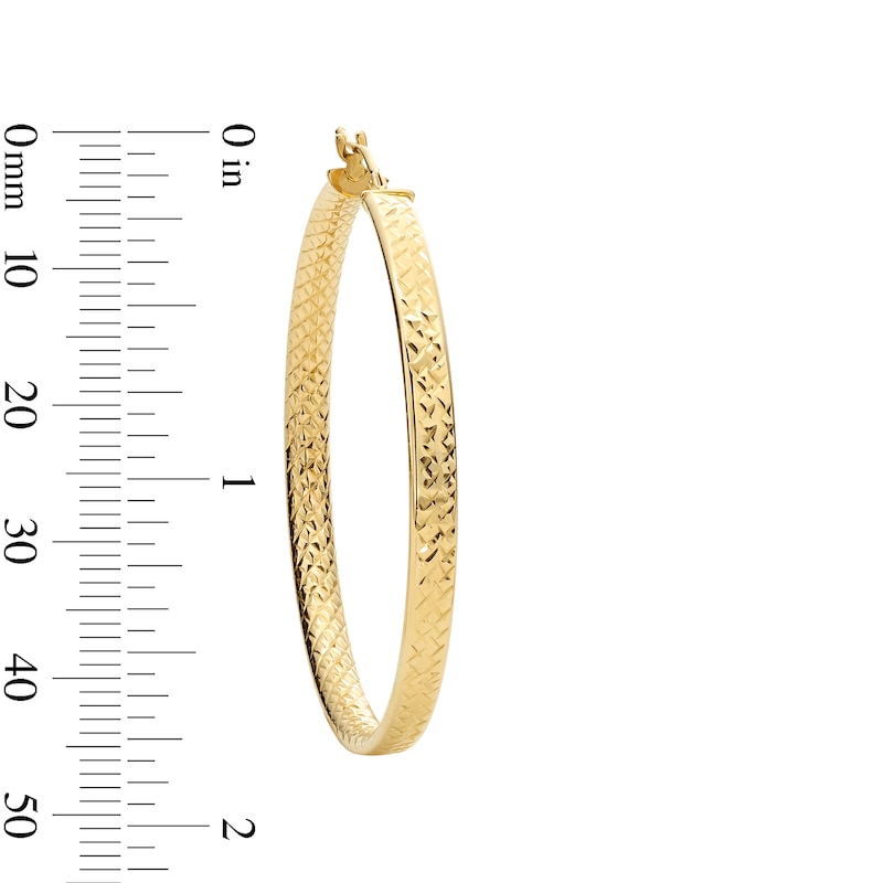 Main Image 3 of 42.8mm Diamond-Cut Hoop Earrings in Hollow 10K Gold