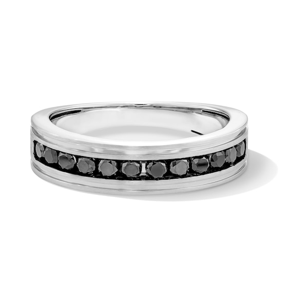 5/8 CT. T.w. Black Diamond Band in 10K White Gold
