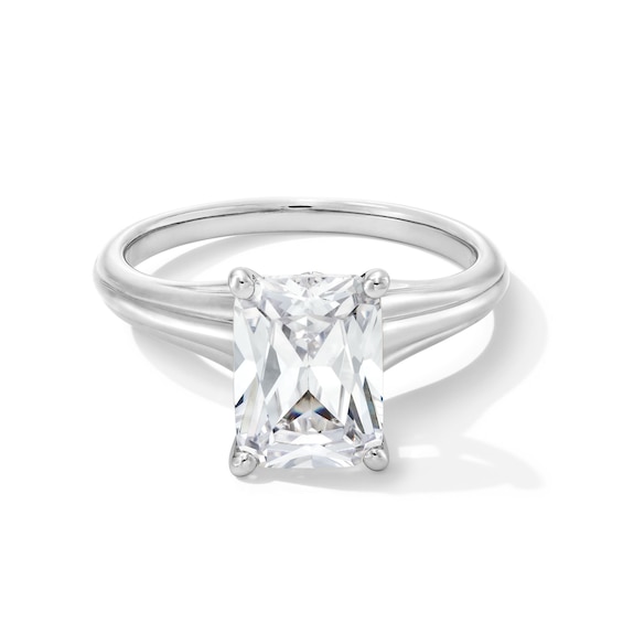 2-1/2 CT. Emerald-Cut Certified Lab-Grown Diamond Solitaire Ribbed Shank Engagement Ring in 14K White Gold (F/Vs2)