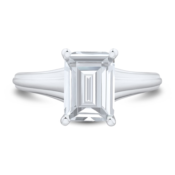 2-1/2 CT. Emerald-Cut Certified Lab-Grown Diamond Solitaire Ribbed Shank Engagement Ring in 14K White Gold (F/Vs2)
