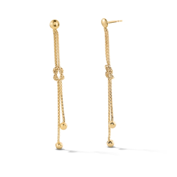 Knotted Dangle Earrings in Hollow 10K Gold