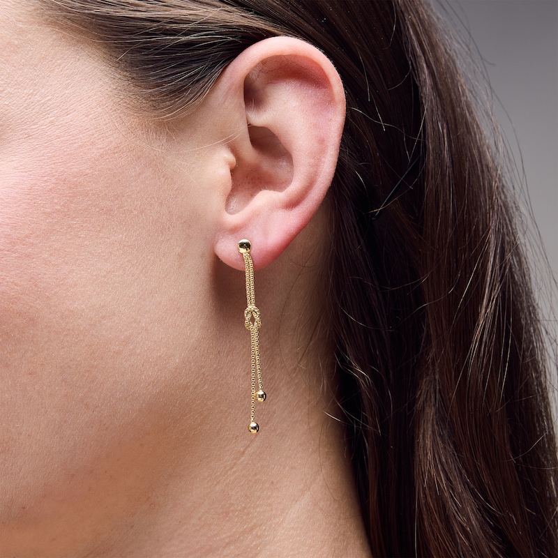 Main Image 2 of Knotted Dangle Earrings in Hollow 10K Gold