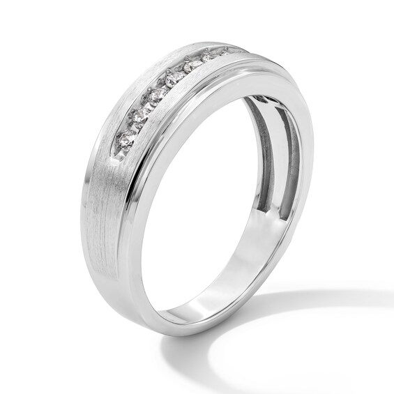 1/4 CT. T.w. Diamond Stepped Edge Band in 10K White Gold
